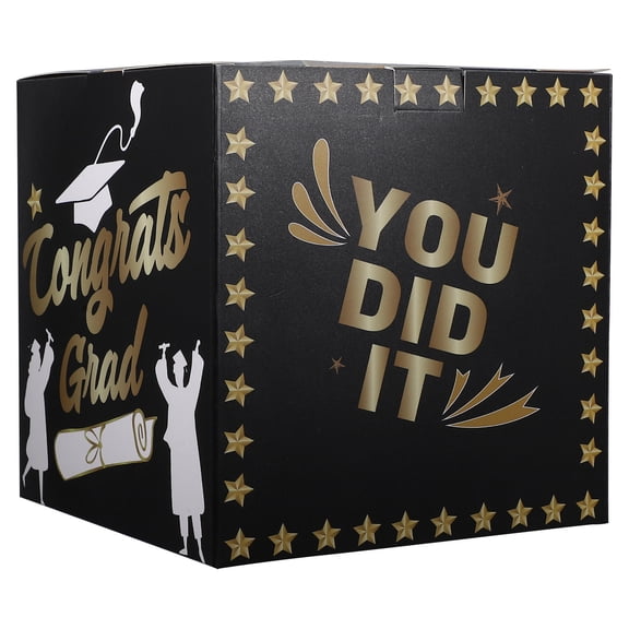 Mobestech Black Graduation Card Box Paper Multifunctional Top Slot for Party Decor