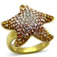 thumbnail image 1 of IP Gold Ion Plating Stainless Steel Ring with Top Grade Crystal, Multi Color - Size 8, 1 of 1
