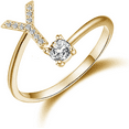 thumbnail image 1 of Bague Lettre Initiale pour Femmes Filles Plaqué Or Empilable A, 1 of 5