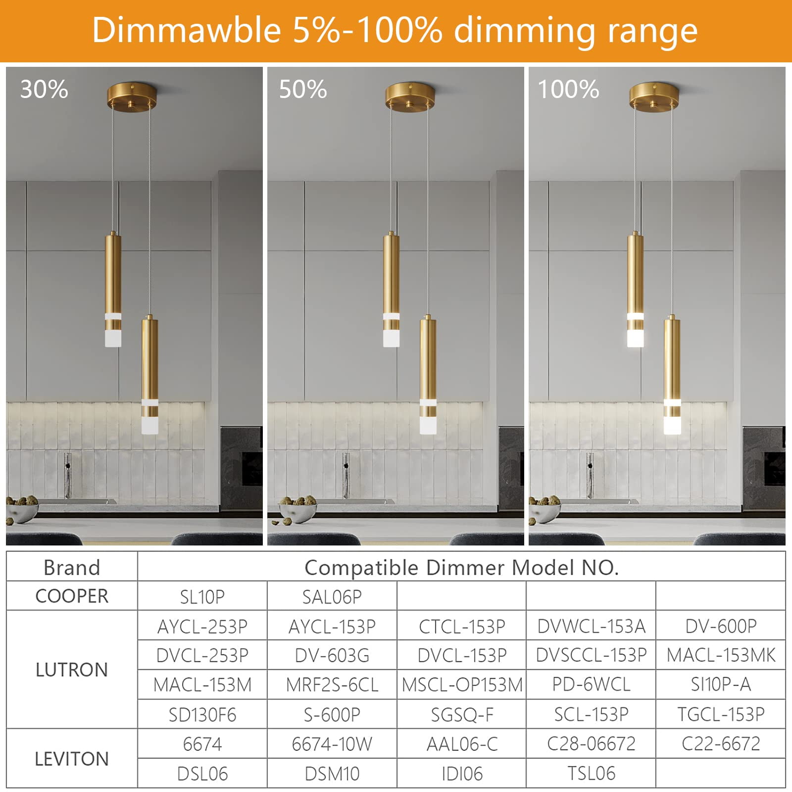 ZHLWIN 2-Light Modern Pendant Light Kitchen Fixture Dimmable LED Gold Mini Pendant Lighting fo Kitchen Island Bedroom Bedside Table Small Pendant Lights