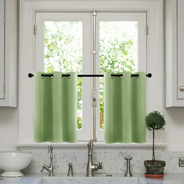 Innerwin Panneaux de Cantonnière Rideaux Thermiques Droits 2 Pcs Décor Demi-Rideau Occultant Court à Œillets Imprimé Vert 52 *16 Pouces à Œillets
