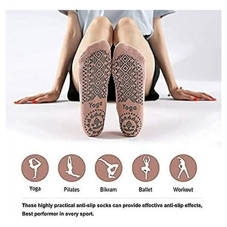 Calcetines Antideslizantes Yoga Pilates Fitnics Set 3 Pares Gris Morado  Azul