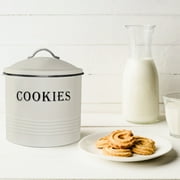 Blue Donuts Tin Cover, Ivory Cookie Jar