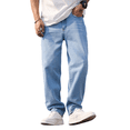 thumbnail image 3 of Mrmall Mens Wide Leg Jeans Y2k Straight Leg Loose Fit Jeans Streetwear Denim Washed Hip Hop Jeans, 3 of 6