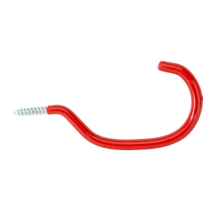 Hyper Tough Screw-in Vinyl Coated Bicycle Hook, Red