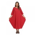 thumbnail image 2 of Women's Maxi Dresses Solid Kaftan Loose Cotton Long Dress, 2 of 6