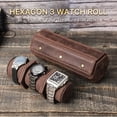 thumbnail image 4 of Bigcan Vintage Crazy Horse Leather Hexagon Watch Roll – Travel-Friendly 3-Watch Organizer with Free Engraving and Soft Cow Suede Protection, 4 of 10