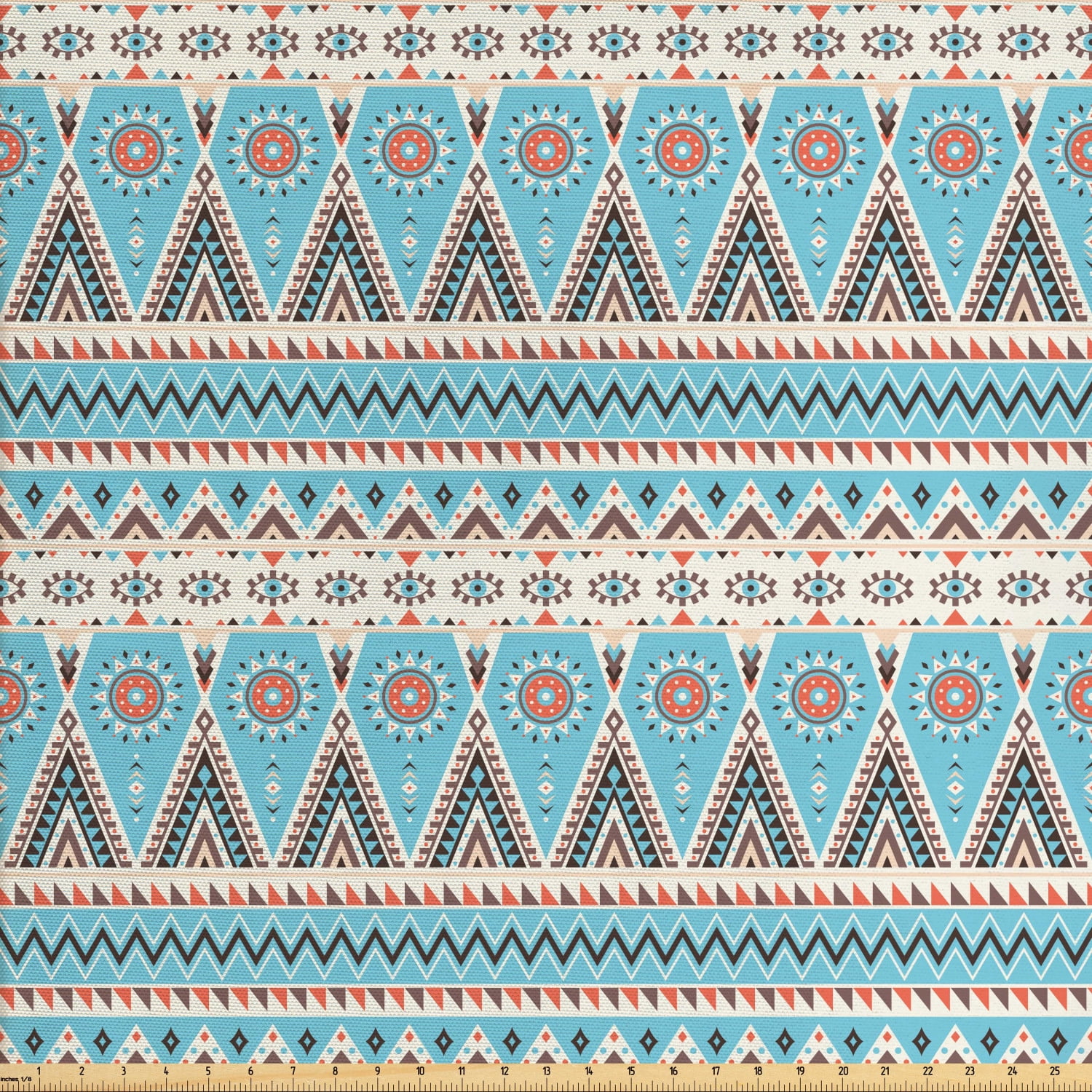 Aztec Fabric by The Yard, Geometric Themed Striped Art Pattern