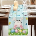thumbnail image 3 of Table Runners 90 Inches Long Dress Scarves, Easter Farmhouse Coffee/Dining/Kitchen Table Runner for Living Room, Spring Easter Eggs Bunny Teal Wooden Grain 13x90 Inch, 3 of 9
