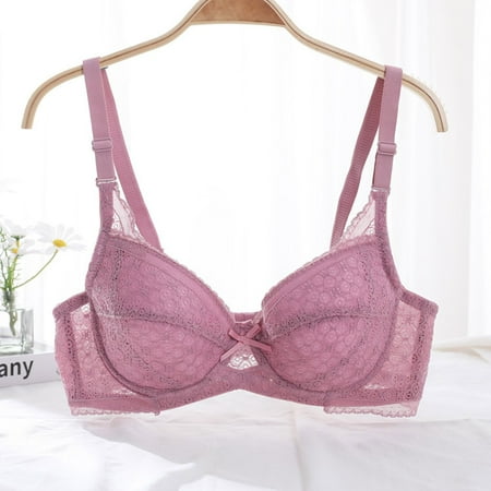 Crunowin Women s Sexy Plus Size Bra  Breathable Lingerie Wire Free Comfort Solid Color Push Up Everyday Underwear Purple L