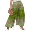 thumbnail image 6 of Beautybatik Olive Women Wide Leg Palazzo Pants Plus Size Hippie Bohemian Flora Printed 2x, 6 of 6