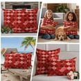 thumbnail image 5 of Red Fish Scale Outdoor Waterproof Pillow Covers, Modern Geometric Ombre Abstract Moroccan Decorative Square Throw Pillowcase Sofa Cushion Sham for Patio/Couch/Chair, 24"x24" 2 Pack, 5 of 8