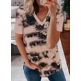 thumbnail image 2 of Womens Striped Color Block Short Sleeve Causal Blouses T Shirts Tops, 2 of 7