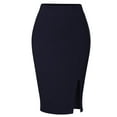thumbnail image 1 of MixMatchy Women's Stretchy Fitted Front Split Midi Pencil Skirt, 1 of 4