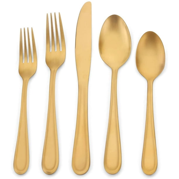 Matte Black Silverware Set, 20 Piece Stainless Steel Flatware Set,Satin