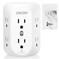 thumbnail image 2 of LENCENT 2 Prong Power Strip, 3 to 2 Prong Grounding Outlet Adapter, Polarized Plug, Surge Protector, 3-Sided 6 Outlet Widely Spaced Extender, Mountable Wall tap for Non-Grounded Outlets, 2 of 15