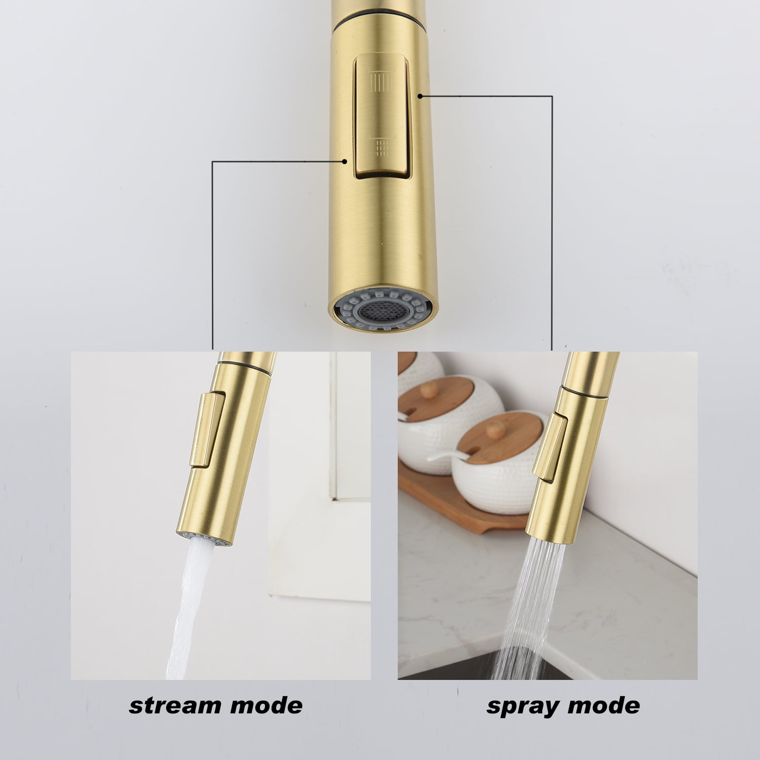 Private Jungle Single-Handle Touch Kitchen Sink Faucet with Pull Down Sprayer-Brushed Gold
