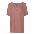 thumbnail image 7 of Yghzkop Women's Fashion Solid Button Shirt Female V-Neck Loose T-shirt Blouse, 7 of 7