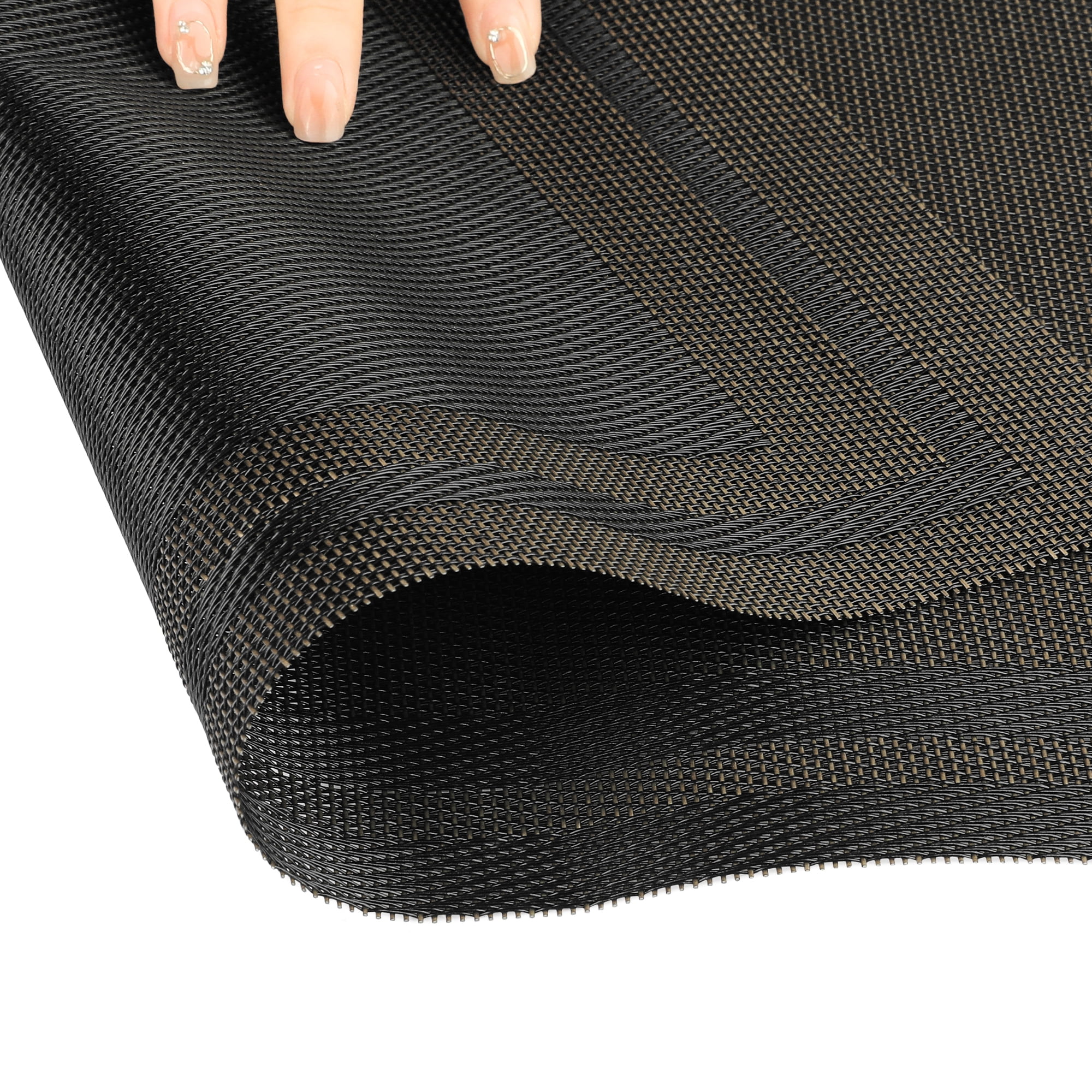 Unique Bargains Set of 6 Heat-resistant Washable Modern Polyvinyl Chloride Placemats Black 18x12 Inch