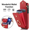 thumbnail image 5 of Nalacover Wallet Case for iPhone 7 / iPhone 8 / iPhone SE 2020/2022, Back Card Slots Magnetic Button Ring Holder Stand Cover with RFID Blocking Wrist Hand Strap PU Leather Anti-Shocks Case,Red, 5 of 9