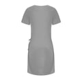 thumbnail image 5 of YFPWM Semi Formal Dresses for Women Mini Dress Plus Size Maturity Dresses Long Dress Leaf Dress Wedding Guest Knee Length Summer Dresses Solid O-Neck Dress Pleated Design, 5 of 6