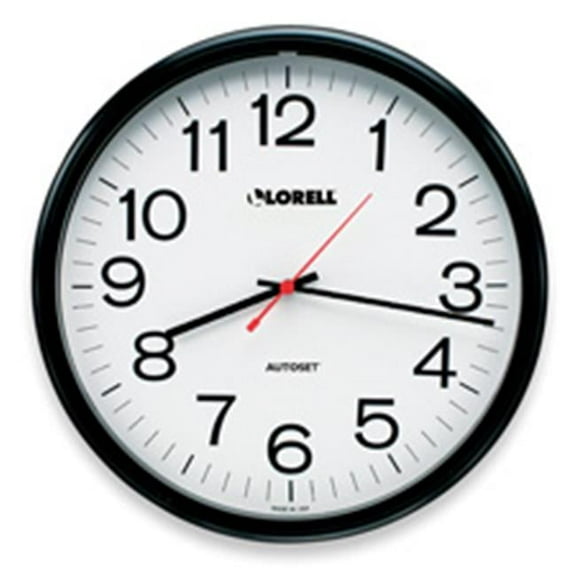 Lorell  Wall Clock- 13-.25in.- Arabic Numerals- White Dial-Black Frame