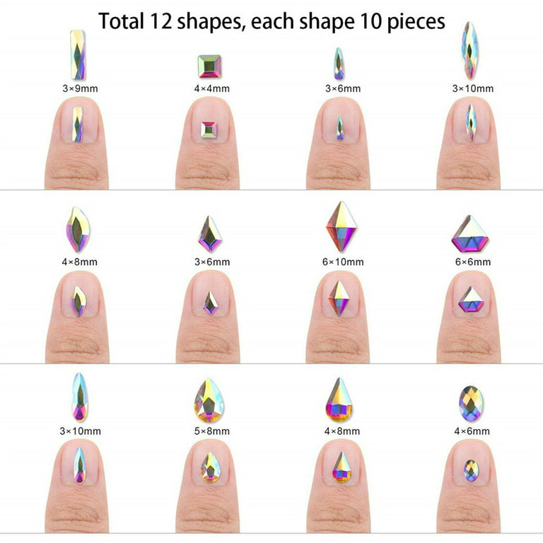 Nail Rhinestones, Flatback Crystal Rhinestones for Nail Multi Shapes Glass  Nail Art Decorations - style 10