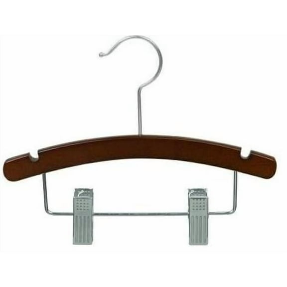 Walnut Wooden Baby Hanger w/Clips 10"