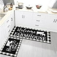 thumbnail image 5 of Farmhouse Kitchen Rug and Mats Non-Slip Washable Anti-Fatigue Kitchen Mats 2-Pc Black Buffalo Plaid Kitchen Rug Floor Comfort Mats for Kitchen Sink Front Two-Piece Set, Black 17x30+17x47 Inch, 5 of 6