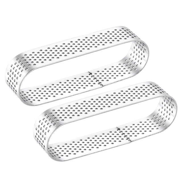 2uds Anillos Ovalados de Pastel 3,6' x 1,1' Calor Resistente Metal Plata