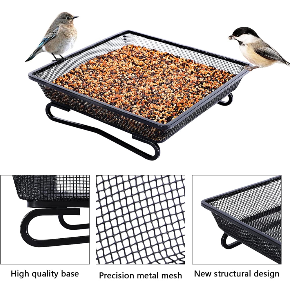 PEACNNG Platform Ground Bird Feeder Tray, Metal Mesh Seed Tray for Feeding Birds, Garden Decoration for Wild Birds and Squirrels