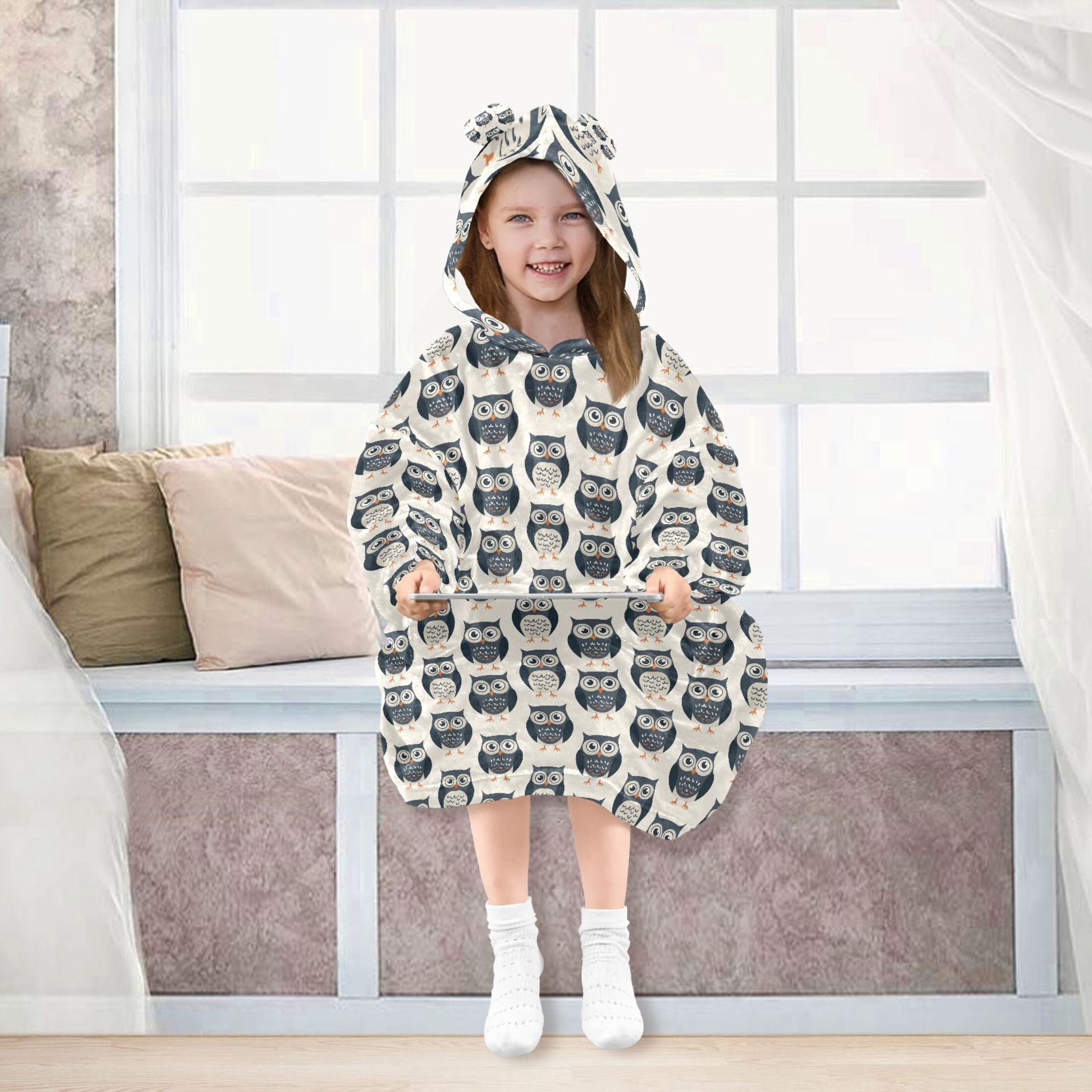 joogoo Blanket Hoodie for Cute Owls Oversize Sweatshirt 3-14 YR L