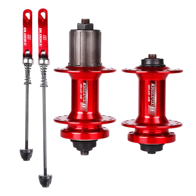 Ruiboury Top Mountain Bike Hubs Front And Rear Set Axle Offering Reliable Durability And Lightweight Performance And Is Stable Red Set 100mm 135mm
