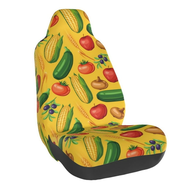 Wukai Colorful Vegetables Full Set Car Seat Covers with Soft Padding Universal Auto Front Seats Protector and Cushion Mat