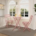thumbnail image 4 of 3 Pieces Patio Bistro Set for Outdoor, Bistro Table and Chairs Set of 2, Waterproof Folding Coffee Table and Chairs Sets, Foldable Small Patio Furniture Set for Porch/Lawn/Balcony/Apartments(Pink), 4 of 8