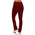 thumbnail image 4 of SR Women's Cotton High Waist Straight Leg Active Yoga Workout Pants (Size: XS-5X), 4X, Wine, 4 of 5