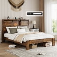 thumbnail image 5 of Harper & Bright Designs Queen Size Platform Bed with Charging Station, Wood Platform Bed Frame with Storage, Dark Brown, 5 of 7