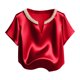 thumbnail image 5 of Eres Más Que Una Camisa de Puntuación de Prueba Moda de Verano de Mujer Color Sólido Casual Cuello en V Top de Manga Corta Mujeres Tops de Verano Casual, 5 of 5