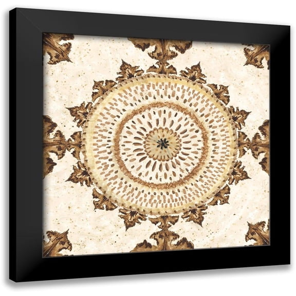 Tre Sorelle Studios 12x12 Black Modern Framed Museum Art Print Titled - Warm Tribal Texture Medallion I