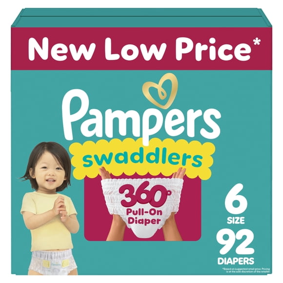 Pañales Pampers Swaddlers 360, talla 6, 92 unidades, para bebé