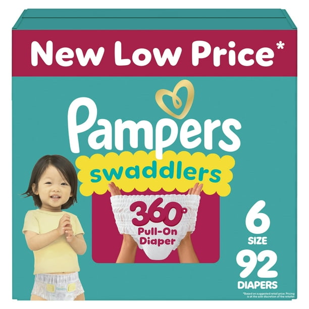 Pañales Pampers Swaddlers 360, talla 6, 92 unidades, para bebé