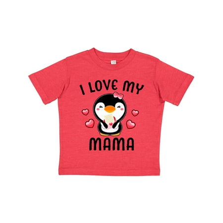 

Inktastic I Love My Mama with Cute Penguin and Hearts Gift Toddler Toddler Girl T-Shirt