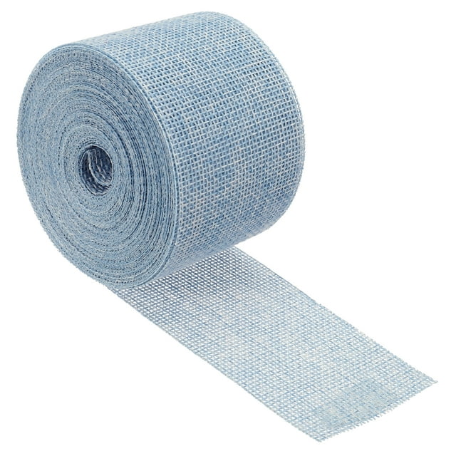 Unique Bargains 2 Inch x 11 Yards Jute Crafts Party Wrapping Decoration Burlap Fabric Ribbon Light Blue