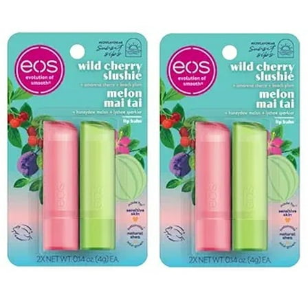 EOS, Lip Balm, Wild Cherry Slyshie & Melon Mai Tai, 2 x net wt 0,14 oz, Pack of 2