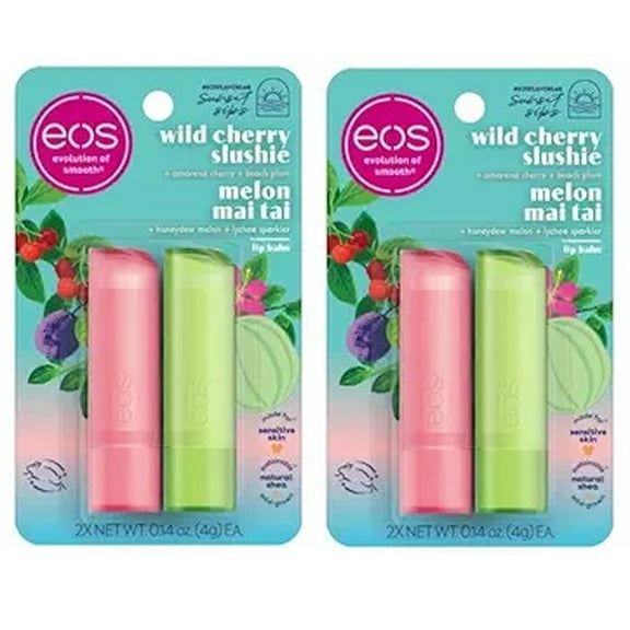 EOS, Lip Balm, Wild Cherry Slyshie & Melon Mai Tai, 2 x net wt 0,14 oz, Pack of 2