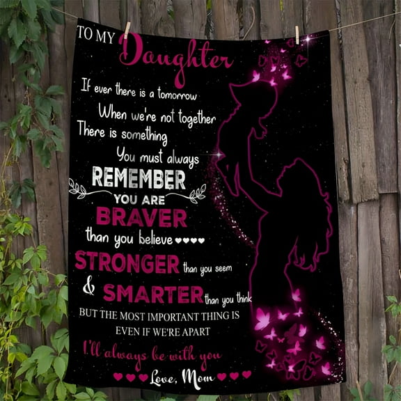 1pc Letter To Daughter Soft Blanket Flannel Blanket For Couch Sofa Office Bed Camping Travel, Multi-purpose Gift Blanket For All Season