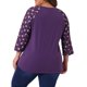 thumbnail image 3 of Camisas de mujer de tallas grandes Agnes Orinda, blusa de cuello en V, manga 3/4, floral, raglán, casual, tops de primavera y otoño, 3X púrpura, 3 of 6