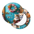thumbnail image 2 of Balery Whimsical Cats and Flowers Scene Fundas de asiento para taburete de bar redondo de tela de terciopelo ajustables que protegen de arañazos y manchas para sillas de 14 a 17 pulgadas.-14 inch, 2 of 7