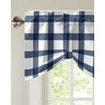 thumbnail image 3 of Tie Up Valance Curtain for Kitchen,Blue Gingham Check Farm Style Rod Pocket Short Curtains Adjustable Tie-Up Shade Valances,White Check Plaid Window Treatment for Bathroom Living Room Bedroom, 3 of 8