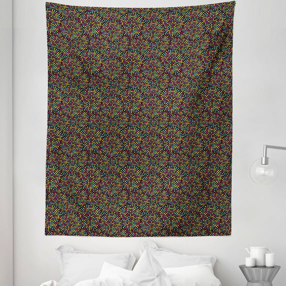 Colorful Tapestry, Lively Colored Polka Dots Round Retro Style Cheerful, Fabric Wall Hanging Decor for Bedroom Living Room Dorm, 5 Sizes, Multicolor, by Ambesonne